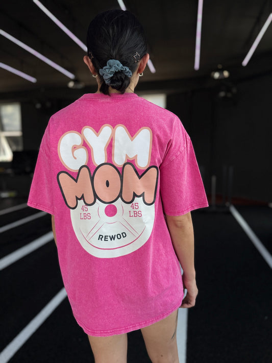 Gym Mom Acid Wash Over Size Tee