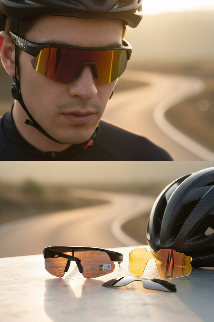 REWOD Series Black Grey Frame, Polar Golden Revo Lens Sunglasses