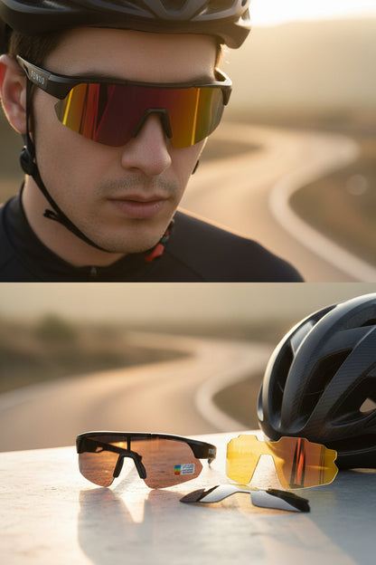REWOD Series Black Grey Frame, Polar Golden Revo Lens Sunglasses