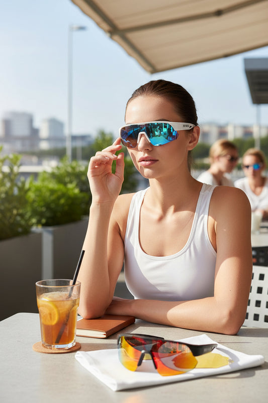 REWOD Series White Grey Frame, Polarized Blue Revo Lens Sunglasses