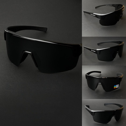REWOD Series Full Black Frame, red revo/yellow/grey lens Sunglasses