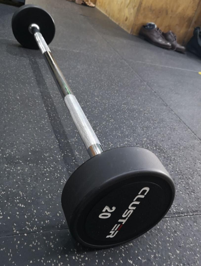 Cluster PU Straight Fix Barbell Set With Stand, Weight 10kg, 15kg, 20kg, 25kg & 30kg